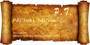 Páhoki Tünde névjegykártya